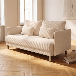 Sofa 3-osobowa z Pojemnikiem Beżowy Sztruks COZY Sofotapczan