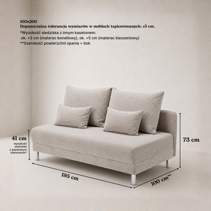Sofa 3-osobowa z Pojemnikiem Sztruks COZY slim Sofotapczan - konfigurator