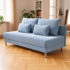 Sofa 3-osobowa z Pojemnikiem Niebieski Sztruks COZY slim Sofotapczan