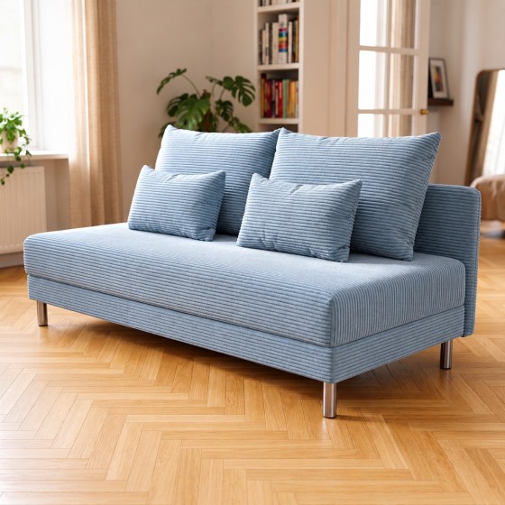Sofa 3-osobowa z Pojemnikiem Niebieski Sztruks COZY slim Sofotapczan