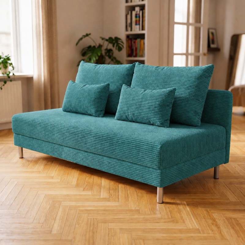 Sofa 3-osobowa z Pojemnikiem Turkusowy Sztruks COZY slim Sofotapczan