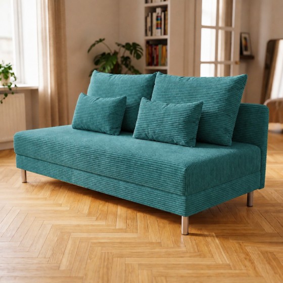 Sofa 3-osobowa z Pojemnikiem Turkusowy Sztruks COZY slim Sofotapczan