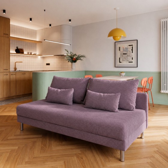 Sofa 3-osobowa z Pojemnikiem Fioletowy Sztruks COZY slim Sofotapczan