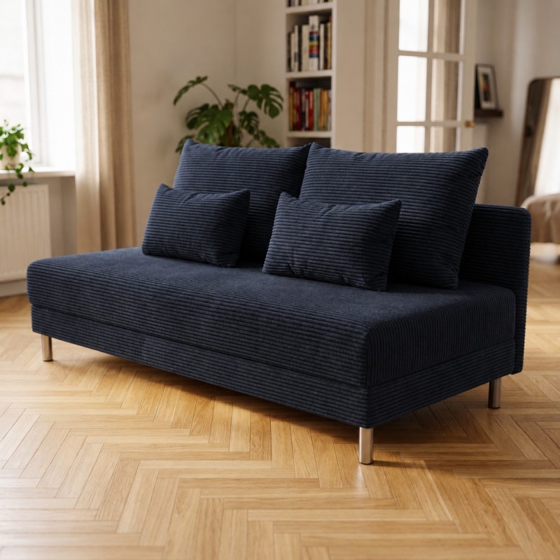 Sofa 3-osobowa z Pojemnikiem Granatowy Sztruks COZY slim Sofotapczan