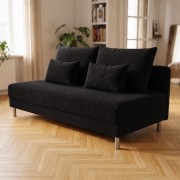 Sofa 3-osobowa z Pojemnikiem Czarny Sztruks COZY slim Sofotapczan
