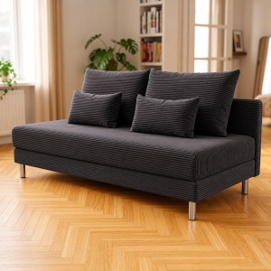 Sofa 3-osobowa z Pojemnikiem Ciemnoszary Sztruks COZY slim Sofotapczan