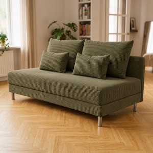 Sofa 3-osobowa z Pojemnikiem Zielony Sztruks COZY slim Sofotapczan