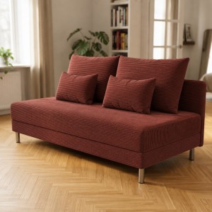 Sofa 3-osobowa z Pojemnikiem Sztruks Czerwona Cegła COZY slim Sofotapczan