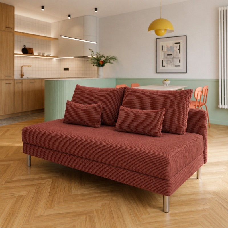 Sofa 3-osobowa z Pojemnikiem Sztruks Czerwona Cegła COZY slim Sofotapczan