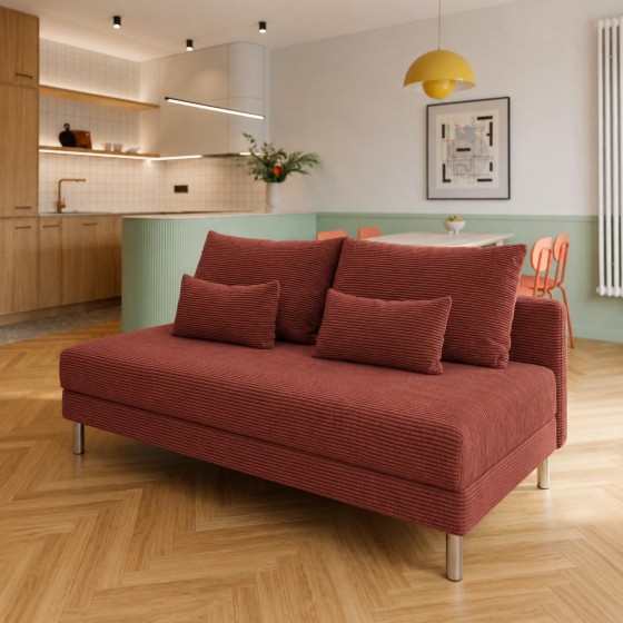 Sofa 3-osobowa z Pojemnikiem Sztruks Czerwona Cegła COZY slim Sofotapczan