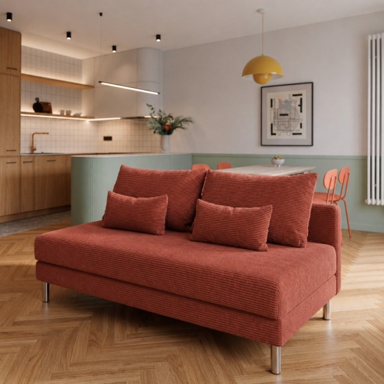 Sofa 3-osobowa z Pojemnikiem Ceglasty Sztruks COZY slim Sofotapczan