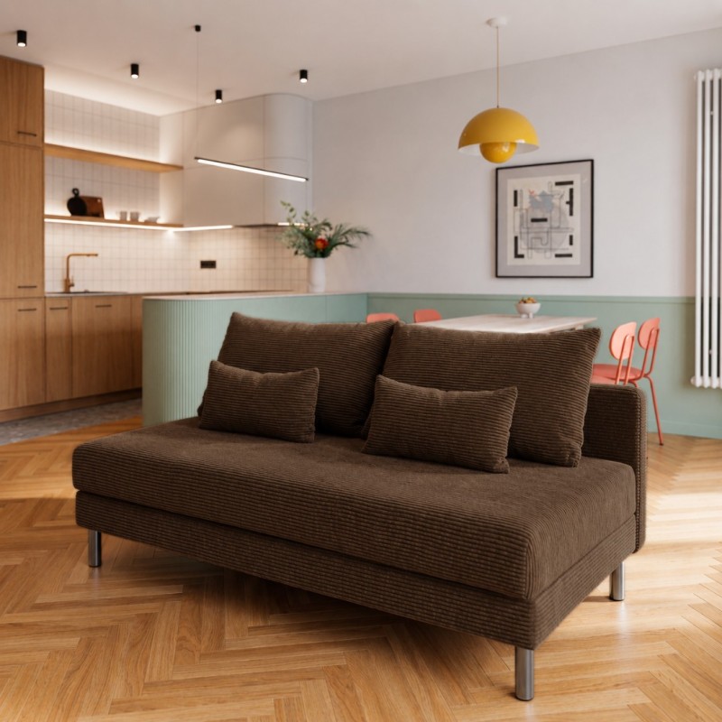 Sofa 3-osobowa z Pojemnikiem Brązowy Sztruks COZY slim Sofotapczan