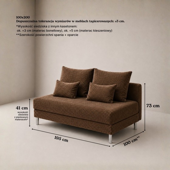 Sofa 3-osobowa z Pojemnikiem Brązowy Sztruks COZY slim Sofotapczan
