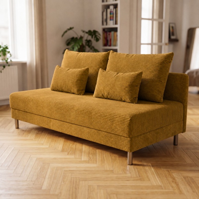 Sofa 3-osobowa z Pojemnikiem Musztardowy Sztruks COZY slim Sofotapczan