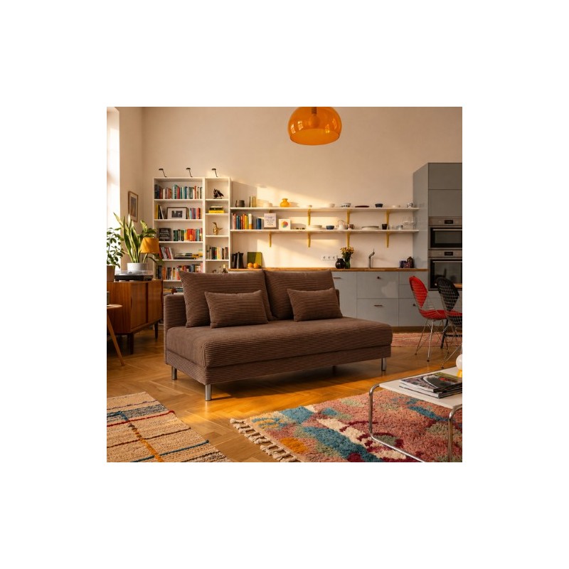 Sofa 3-osobowa 100x200 z Pojemnikiem Brązowy Sztruks COZY slim Sofotapczan