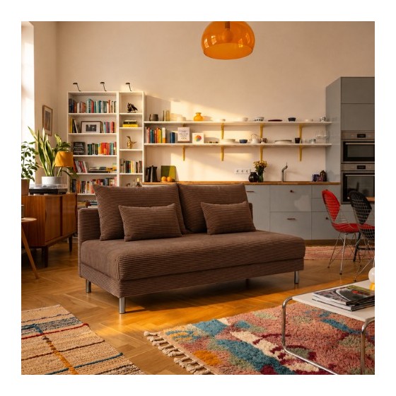 Sofa 3-osobowa 100x200 z Pojemnikiem Brązowy Sztruks COZY slim Sofotapczan