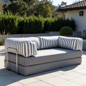 Sofa ogrodowa 2-osobowa NESTI Outdoor (biało-szare pasy)