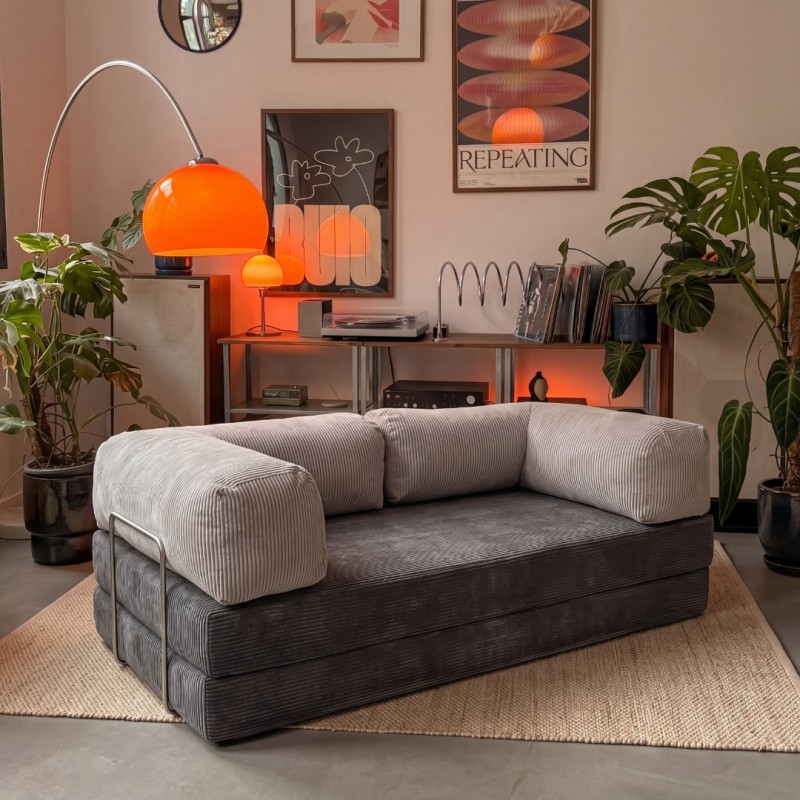 Sofa 2-osobowa NESTI Twins color - Ciemnoszary i Jasnoszary Sztruks