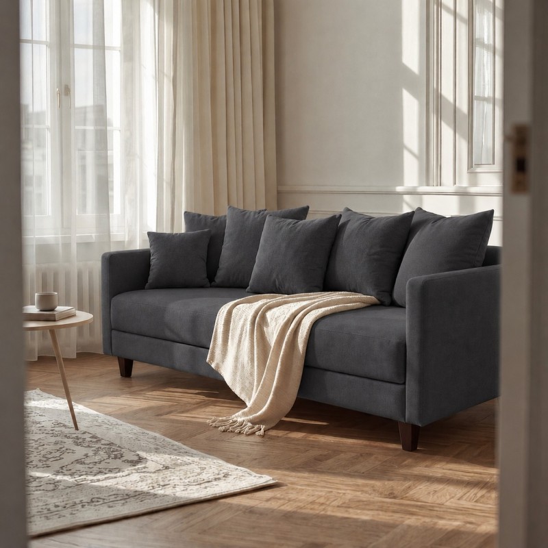 Sofa 3-osobowa z Pojemnikiem LUMI Ciemnoszary Sofotapczan