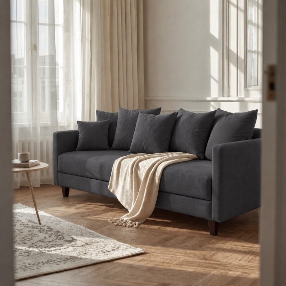 Sofa 3-osobowa z Pojemnikiem LUMI Ciemnoszary Sofotapczan
