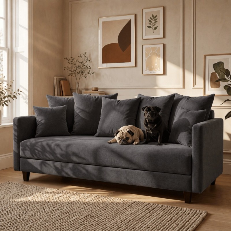 Sofa 3-osobowa z Pojemnikiem LUMI Ciemnoszary Sofotapczan