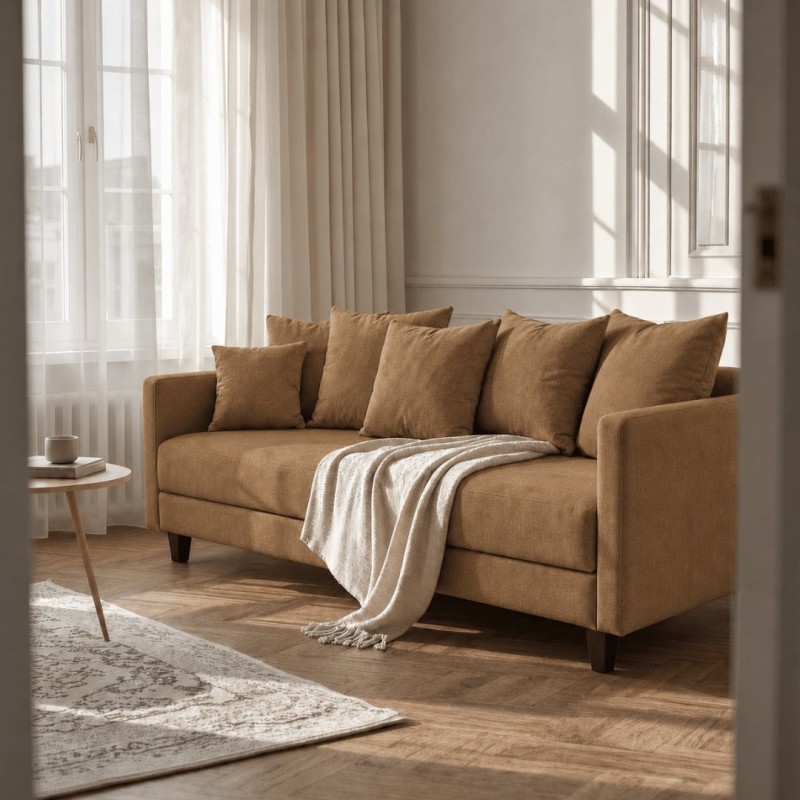 Sofa 3-osobowa z Pojemnikiem LUMI Karmelowy Sofotapczan