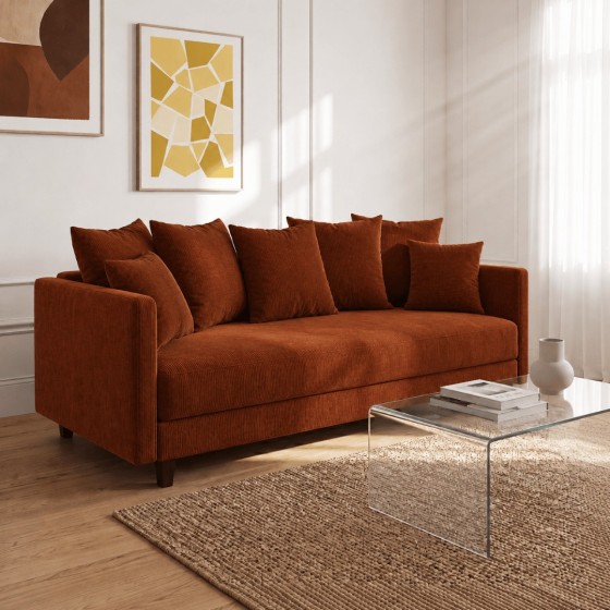 Sofa 3-osobowa z Pojemnikiem LUMI Ceglasty Sofotapczan