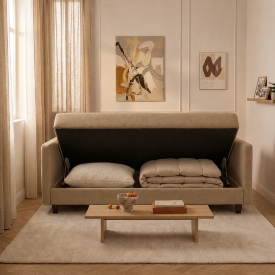 Sofa 3-osobowa z Pojemnikiem LUMI Ciemny Beż Sofotapczan