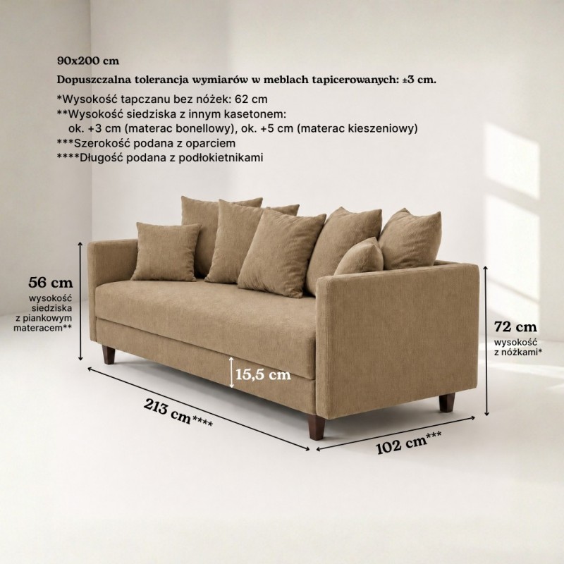 Sofa 3-osobowa z Pojemnikiem LUMI Ciemny Beż Sofotapczan