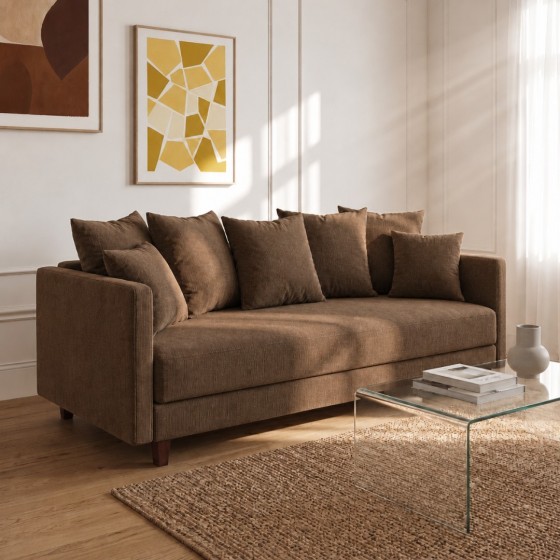 Sofa 3-osobowa z Pojemnikiem LUMI Brązowy Sofotapczan