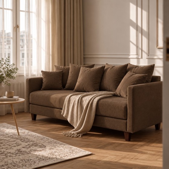 Sofa 3-osobowa z Pojemnikiem LUMI Brązowy Sofotapczan