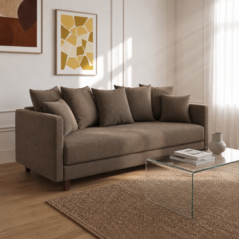 Sofa 3-osobowa z Pojemnikiem LUMI Szary Brąz Sofotapczan