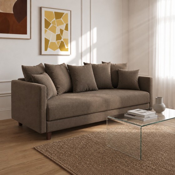 Sofa 3-osobowa z Pojemnikiem LUMI Szary Brąz Sofotapczan