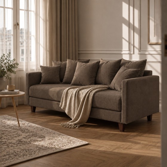 Sofa 3-osobowa z Pojemnikiem LUMI Szary Brąz Sofotapczan