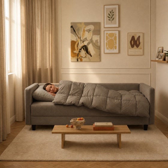 Sofa 3-osobowa z Pojemnikiem LUMI Szary Brąz Sofotapczan