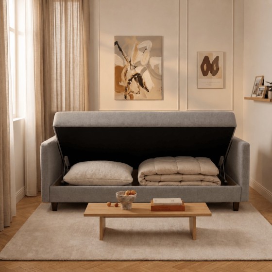Sofa 3-osobowa z Pojemnikiem LUMI Szary Sofotapczan