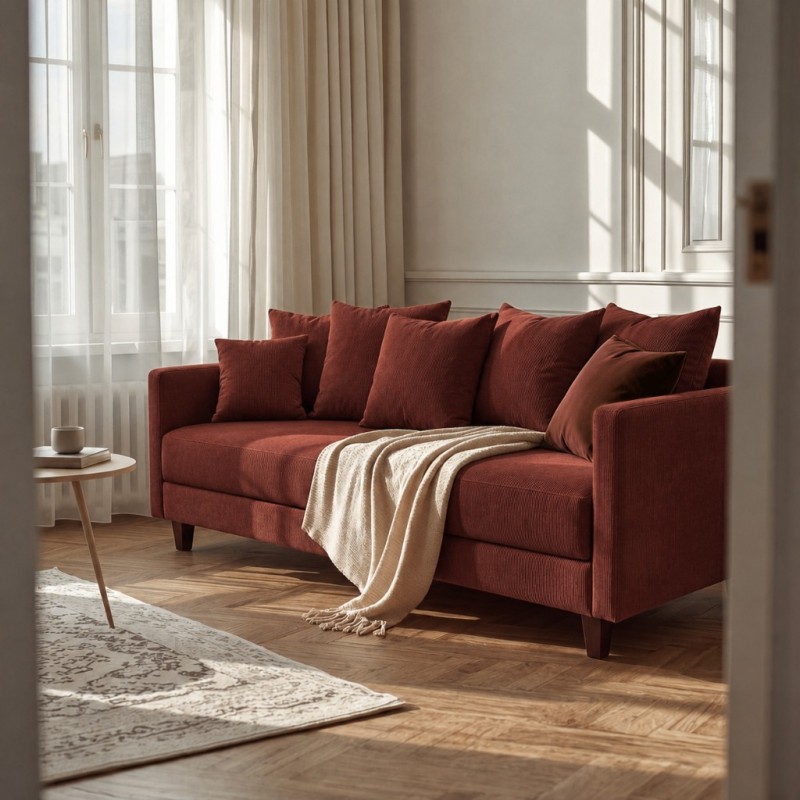 Sofa 3-osobowa z Pojemnikiem LUMI Bordowy Sofotapczan