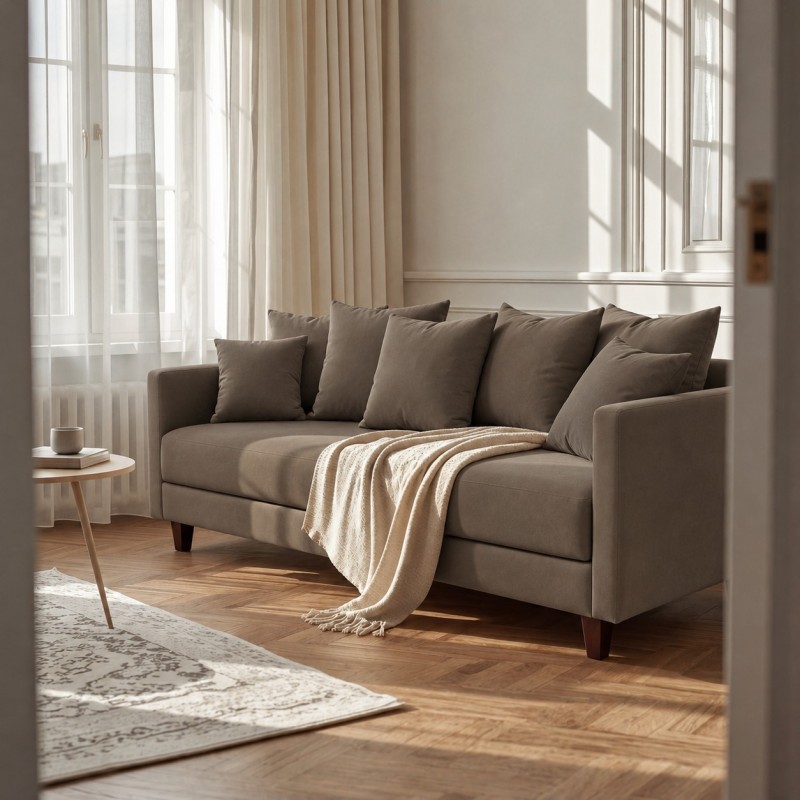 Sofa 3-osobowa z Pojemnikiem LUMI Szary Brąz Sofotapczan