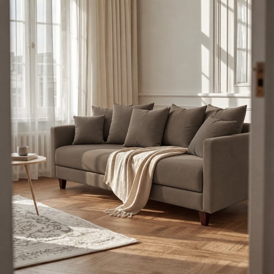 Sofa 3-osobowa z Pojemnikiem LUMI Szary Brąz Sofotapczan