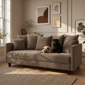 Sofa 3-osobowa z Pojemnikiem LUMI Szary Brąz Sofotapczan