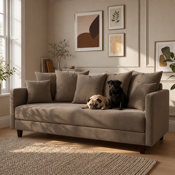 Sofa 3-osobowa z Pojemnikiem LUMI Szary Brąz Sofotapczan
