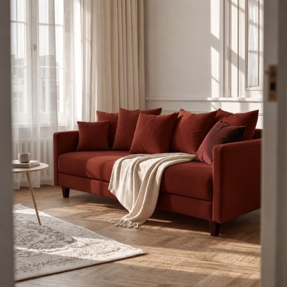 Sofa 3-osobowa z Pojemnikiem LUMI Bordowy Sofotapczan