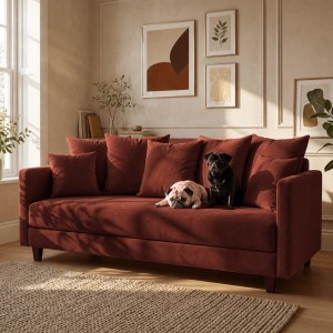 Sofa 3-osobowa z Pojemnikiem LUMI Bordowy Sofotapczan