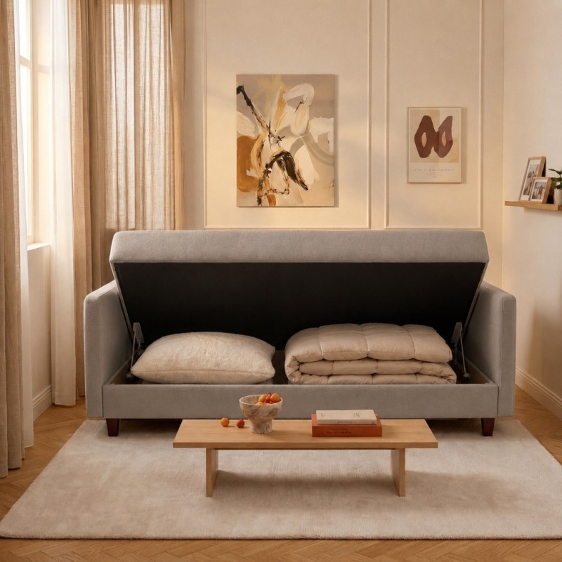 Sofa 3-osobowa z Pojemnikiem LUMI Szary Sofotapczan