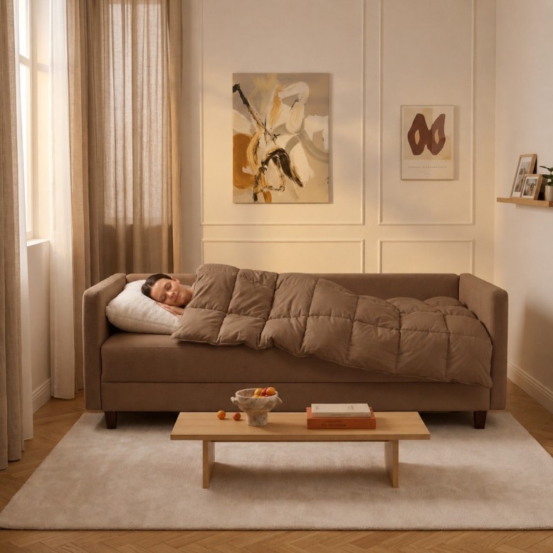 Sofa 3-osobowa z Pojemnikiem LUMI Brązowy Sofotapczan