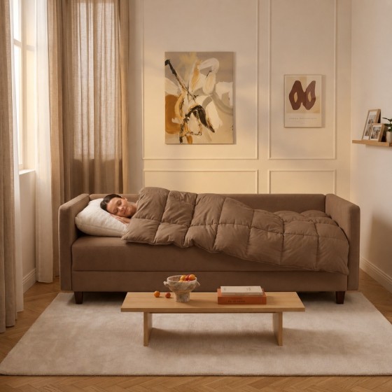 Sofa 3-osobowa z Pojemnikiem LUMI Brązowy Sofotapczan