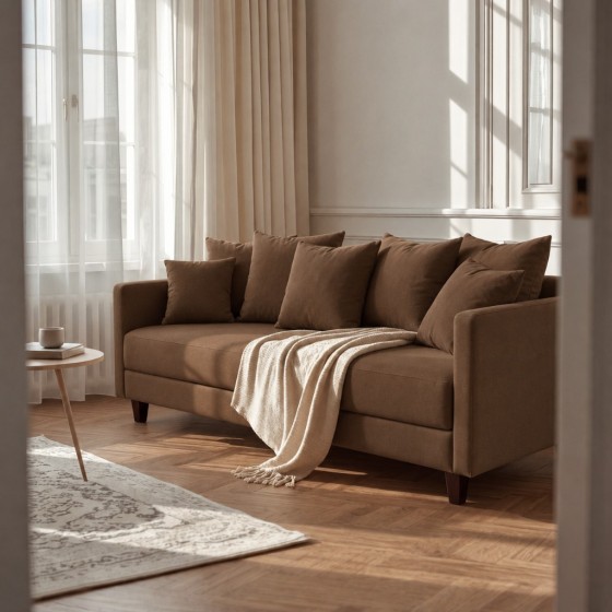 Sofa 3-osobowa z Pojemnikiem LUMI Brązowy Sofotapczan