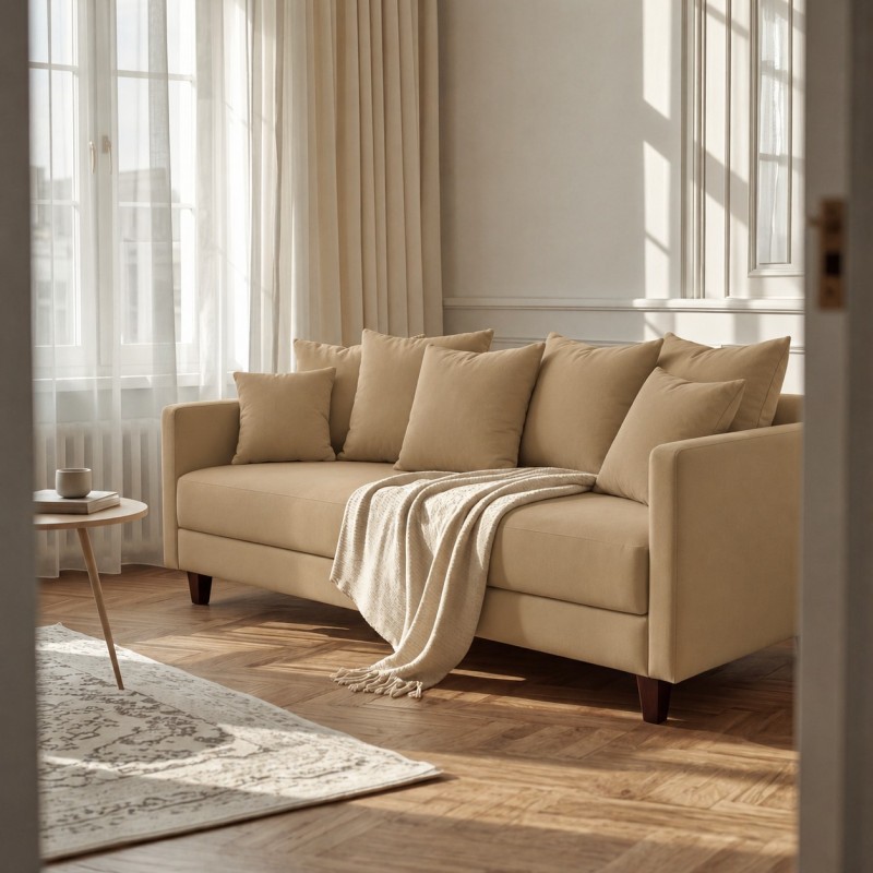Sofa 3-osobowa z Pojemnikiem LUMI Ciemny Beż Sofotapczan