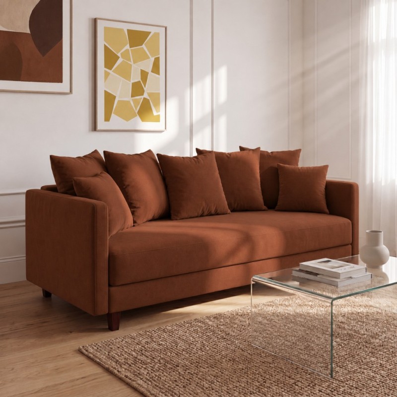 Sofa 3-osobowa z Pojemnikiem LUMI Ceglasty Sofotapczan