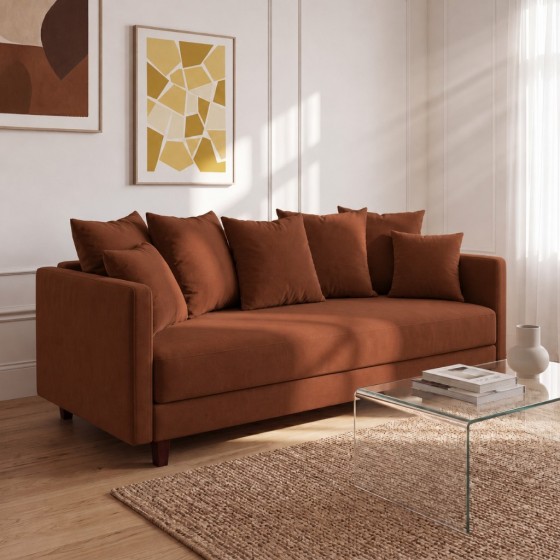 Sofa 3-osobowa z Pojemnikiem LUMI Ceglasty Sofotapczan